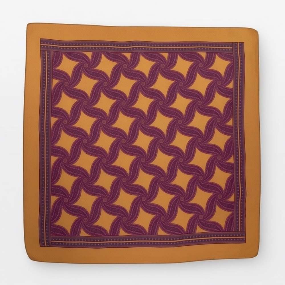 Silk Scarf 33x33 Purple and Brown Printed Purse Accessory